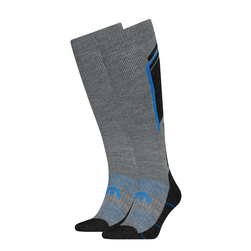 Head Ski Beginner Kneehigh 2P Sokken Grijs/Blauw