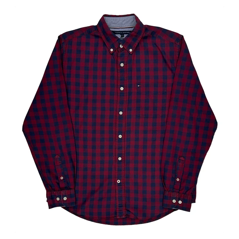 Tommy Hilfiger Checked Shirt - Medium Red Cotton
