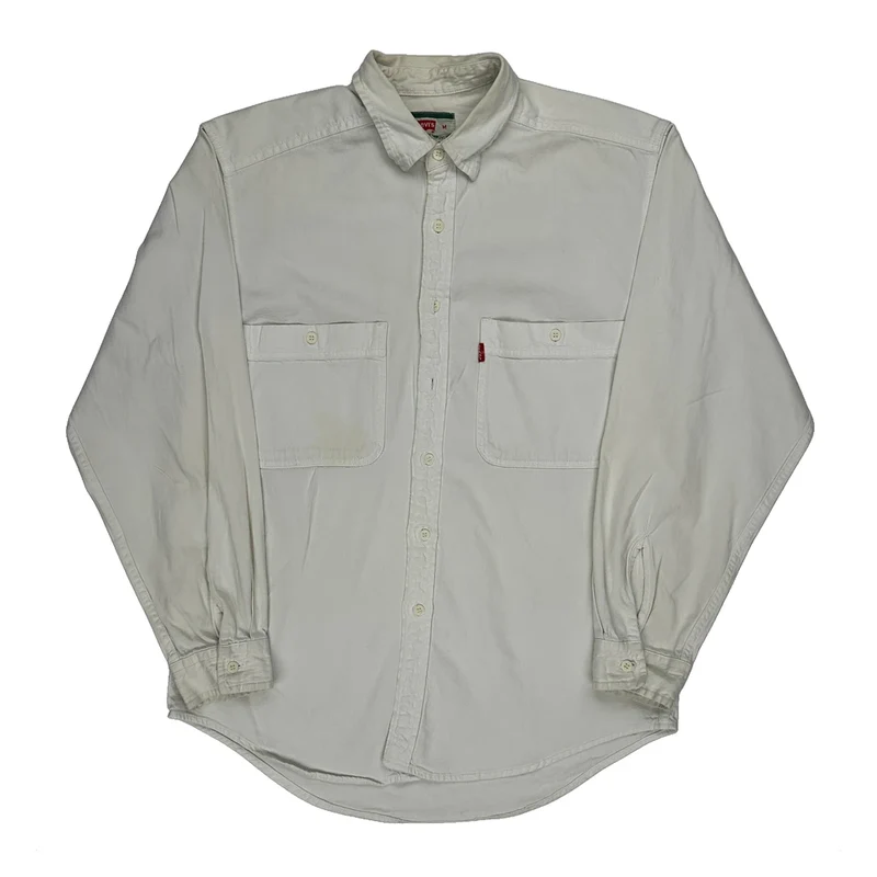 Levis Workwear Shirt - Medium White Cotton