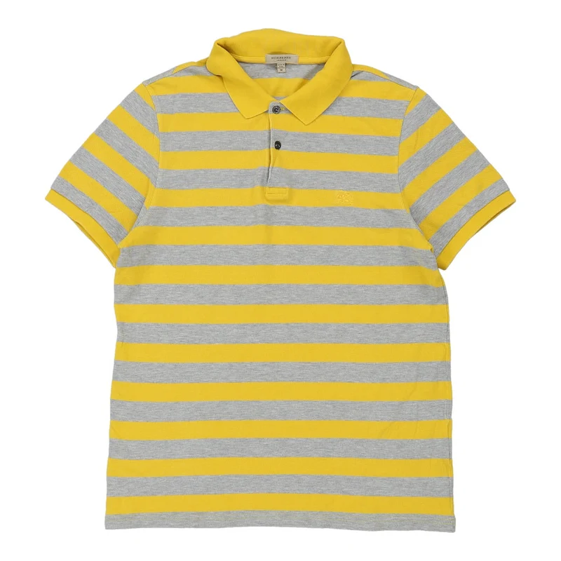 Burberry London Striped Polo Shirt - Medium Yellow Cotton