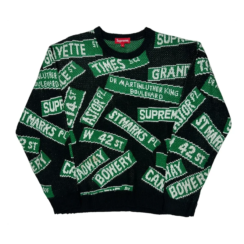 Street Signs Supreme Sweater - Medium Black Cotton