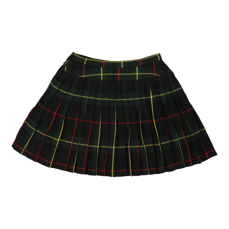 Unbranded Checked Skirt - 28W UK 8 Green Cotton