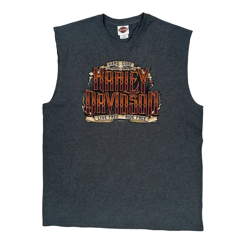 Chesterfield, England Harley Davidson Graphic Tank Top - XL Gray Cotton Blend
