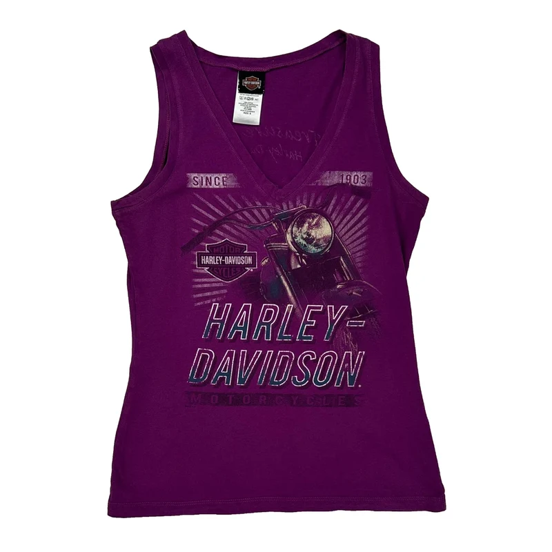 Treasure Coast Harley Davidson Graphic Tank Top - Small Purple Cotton