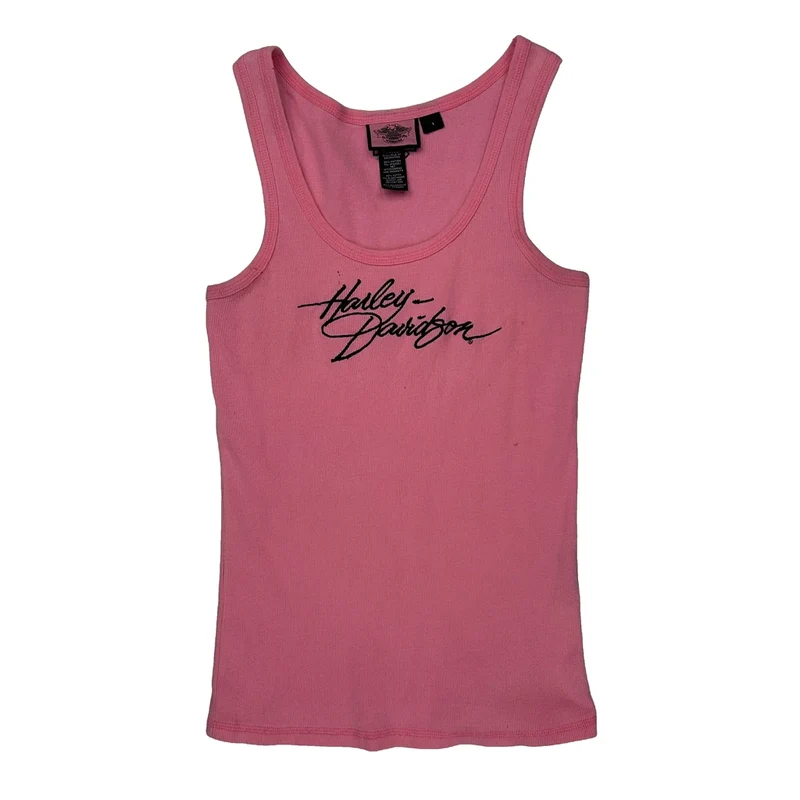 Harley Davidson Tank Top - Large Pink Cotton