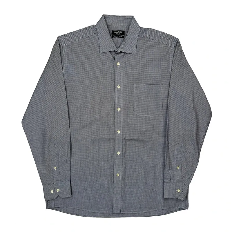 Nautica Checked Shirt - Large Gray Cotton