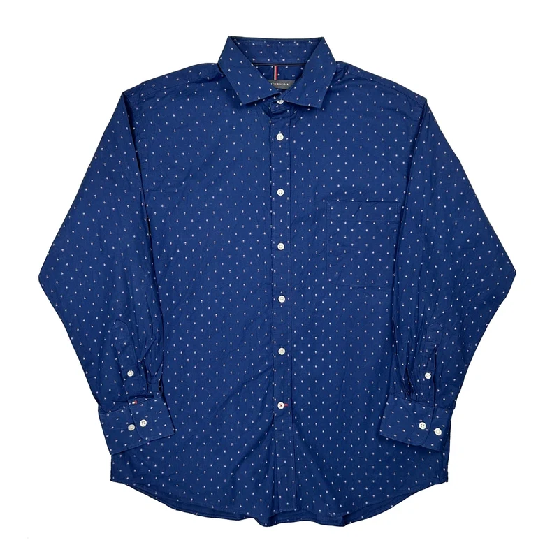 Tommy Hilfiger Polka Dot Shirt - Large Blue Cotton