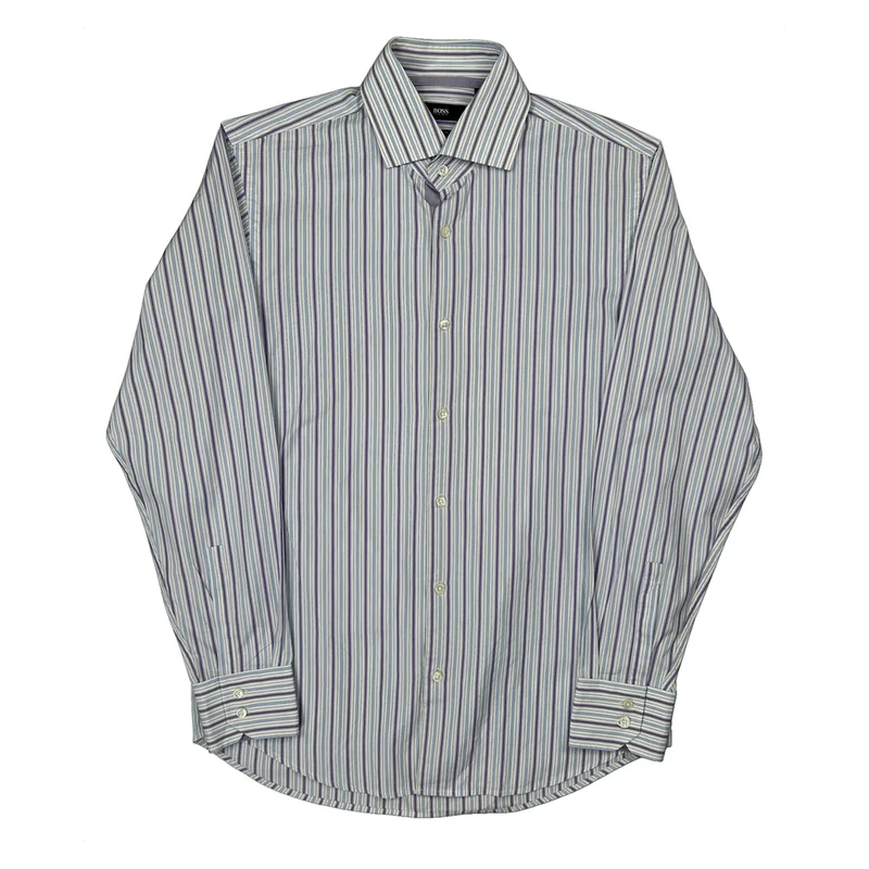 Boss Striped Shirt - Medium White Cotton
