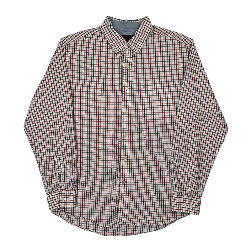 Tommy Hilfiger Checked Shirt - Large Red Cotton