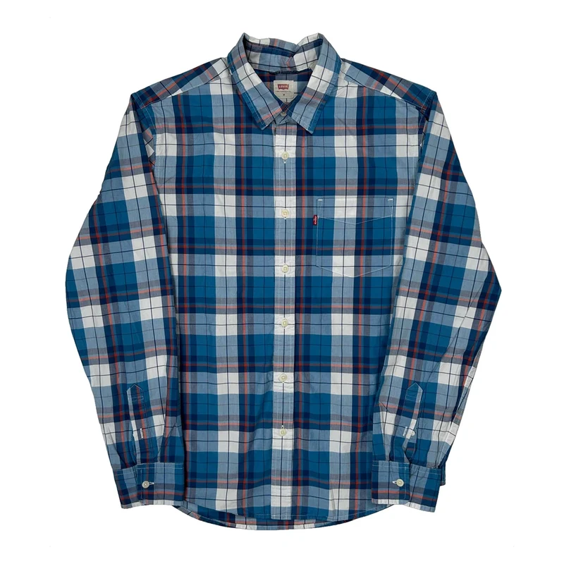 Levis Checked Shirt - Medium Blue Cotton