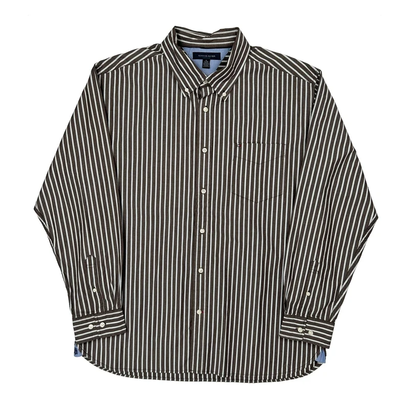 Tommy Hilfiger Striped Shirt - XL Brown Cotton