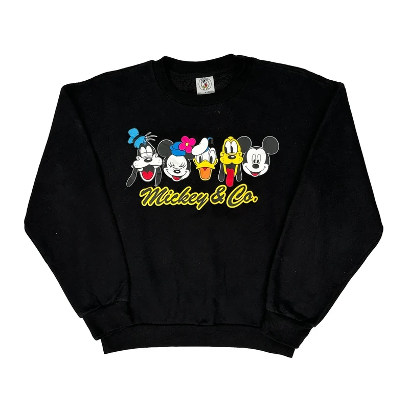 Mickey & Co. Cartoon Sweatshirt - Medium Black Cotton