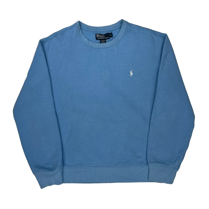 Polo By Ralph Lauren Sweatshirt - Large Blue Cotton Blend