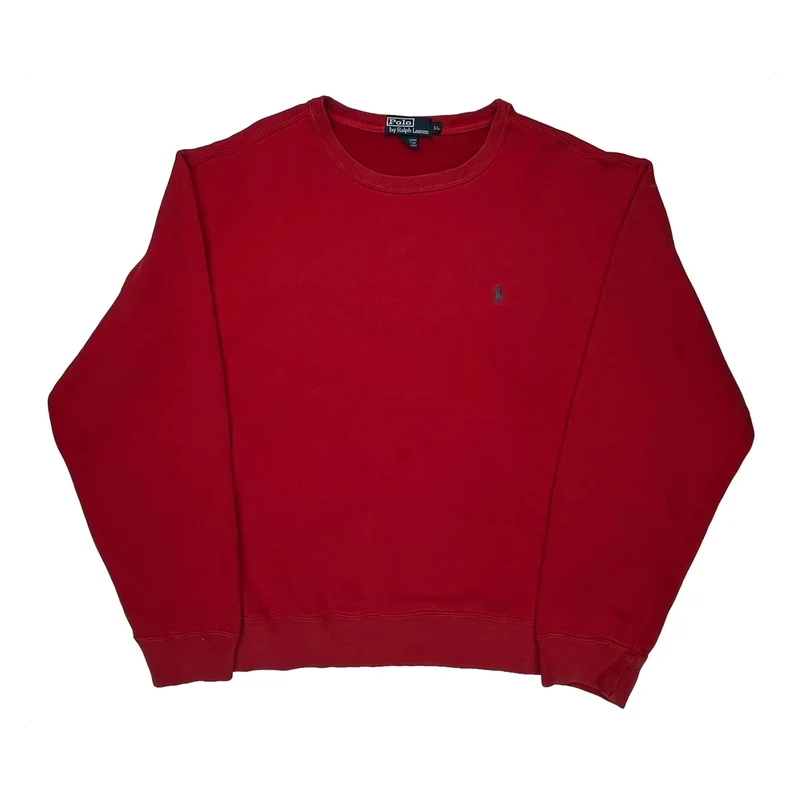 Polo By Ralph Lauren Sweatshirt - XL Red Cotton Blend