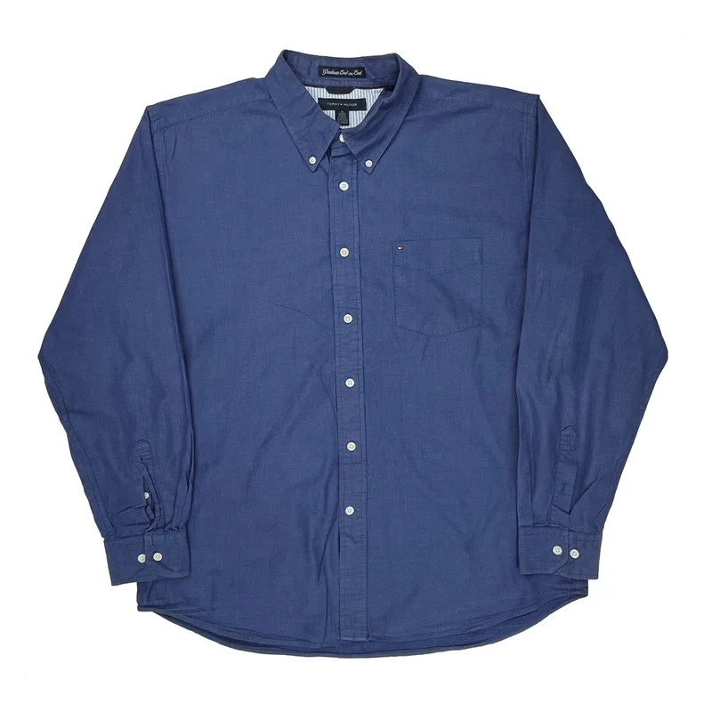 Graduate End-On-End Tommy Hilfiger Shirt - XL Blue Cotton