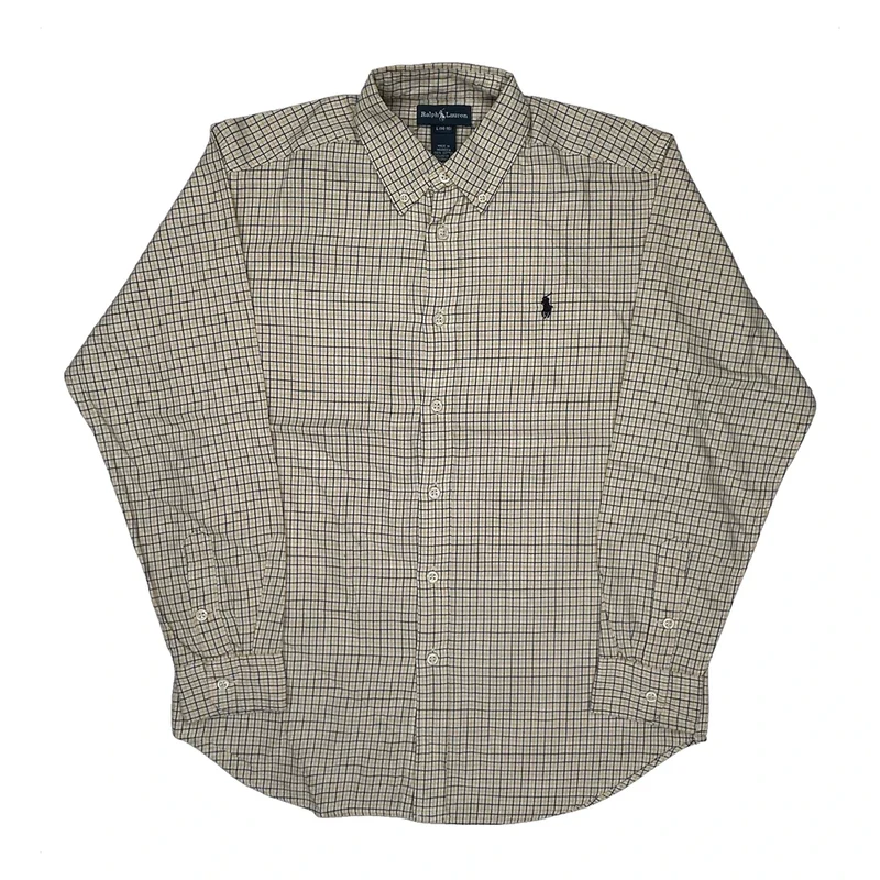 Age 14-16 Ralph Lauren Checked Shirt - Large Beige Cotton