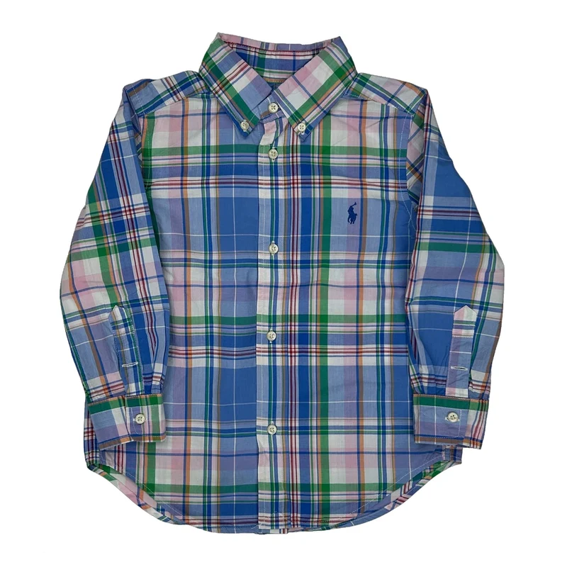 Age 3 Ralph Lauren Checked Shirt - 2XS Blue Cotton