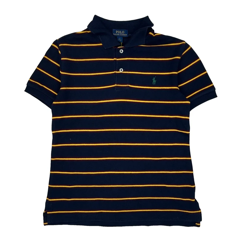 Age 7 Polo By Ralph Lauren Striped Polo Shirt - Small Navy Cotton