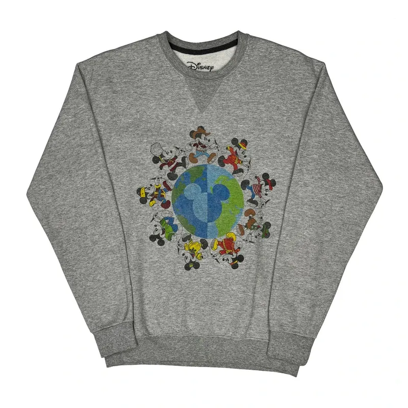 Mickey Mouse Disney Cartoon Sweatshirt - Medium Grey Cotton Blend