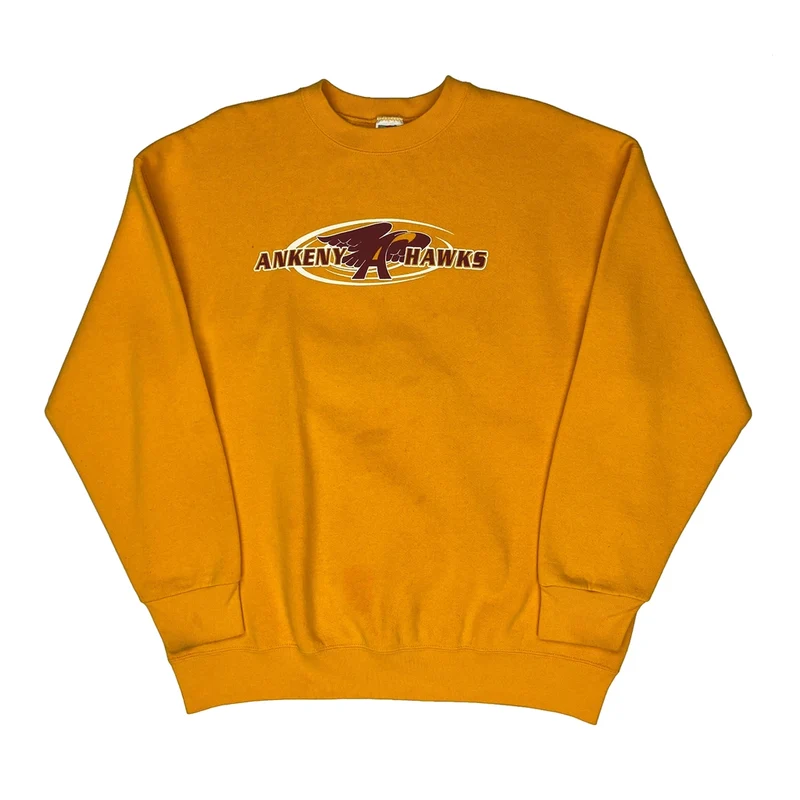 Ankeny Hawks Fruit Of The Loom College Sweatshirt - XL Yellow Cotton Blend