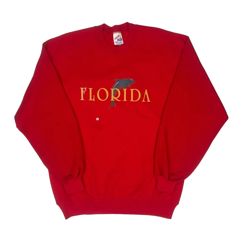 Made In USA Jerzees Graphic Sweatshirt - Large Red Cotton
