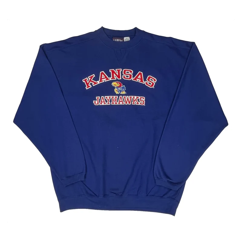 Kansas Jayhawks Cadre College Sweatshirt - XL Blue Cotton Blend