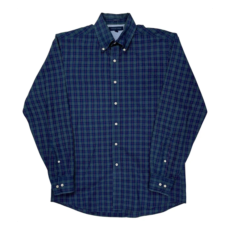 Tommy Hilfiger Checked Shirt - Medium Blue Cotton