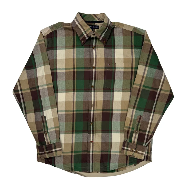 Tommy Hilfiger Checked Shirt - Medium Green Cotton