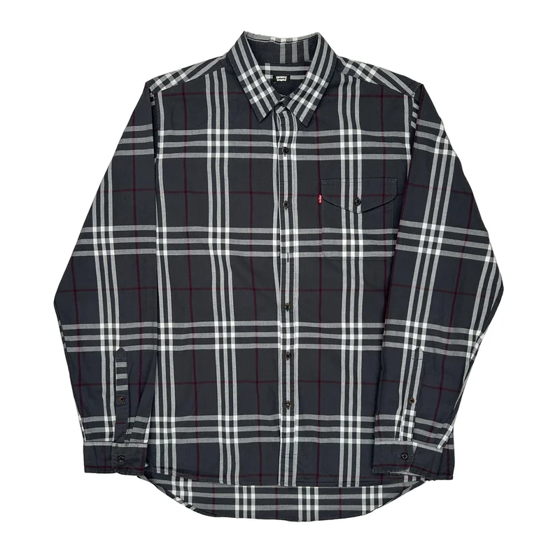Levis Checked Shirt - XL Gray Cotton