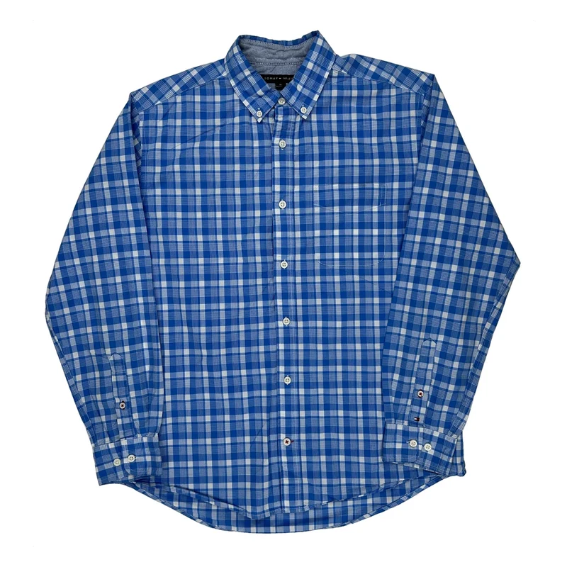 Tommy Hilfiger Checked Shirt - Medium Blue Cotton