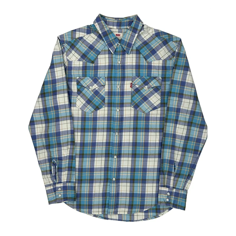 Levis Checked Shirt - Medium Blue Cotton