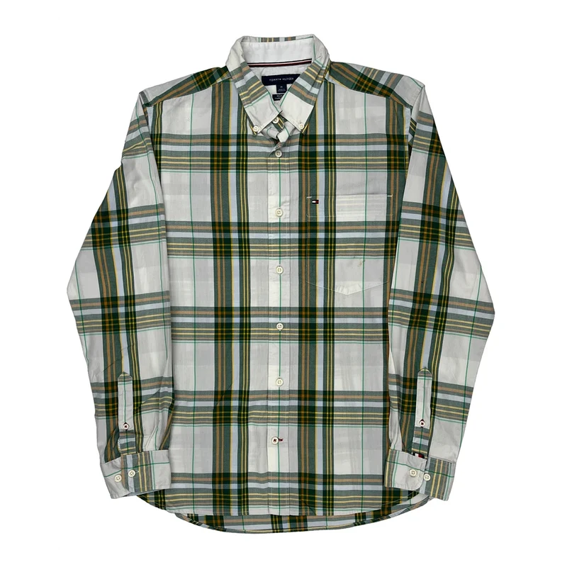 Tommy Hilfiger Checked Shirt - Medium White Cotton