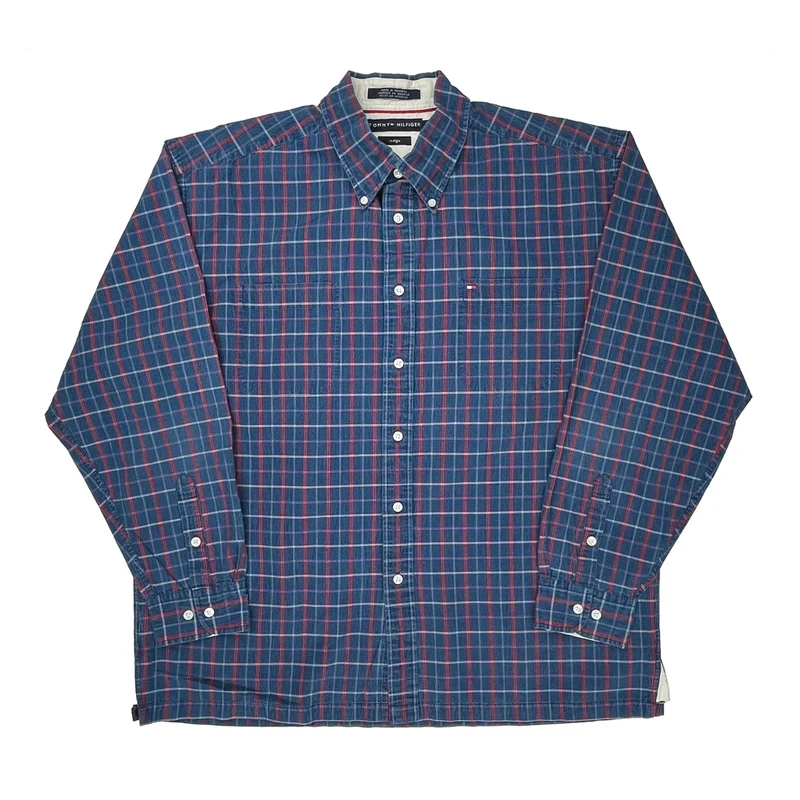 Tommy Hilfiger Checked Shirt - XL Blue Cotton