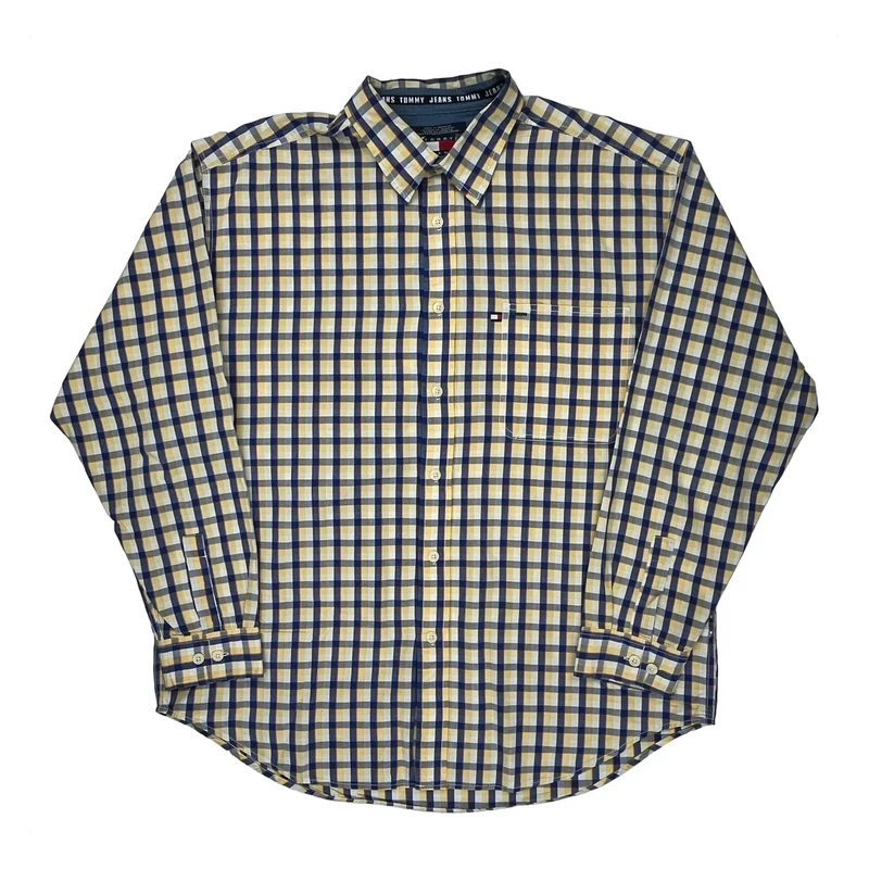 Tommy Jeans Checked Shirt - XL Blue Cotton