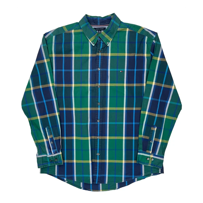 Tommy Hilfiger Checked Shirt - 2XL Green Cotton