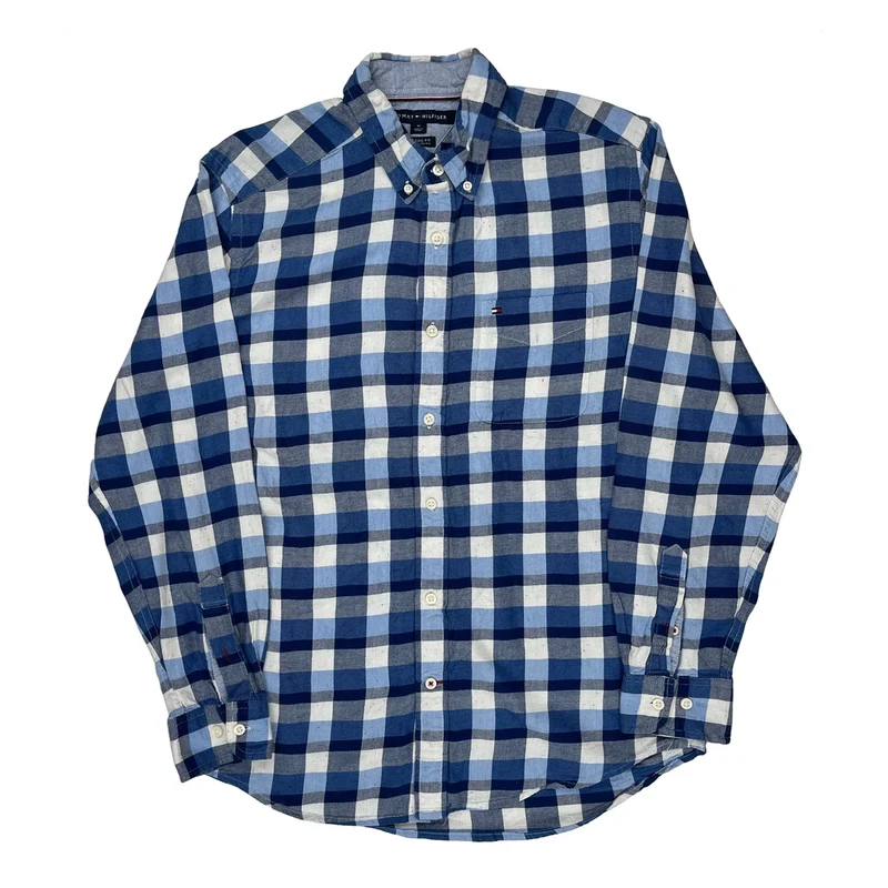 Tommy Hilfiger Checked Shirt - Medium Blue Cotton