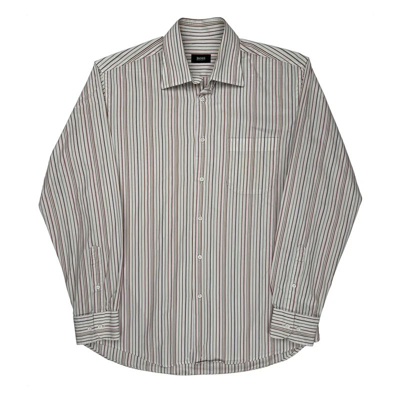 Boss Striped Shirt - Medium White Cotton