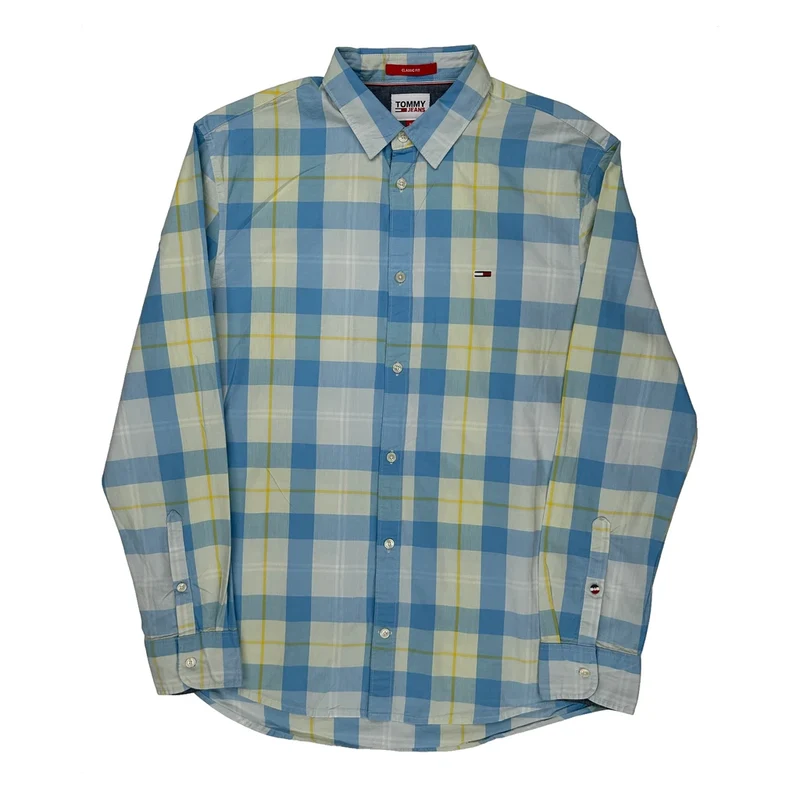 Tommy Jeans Checked Shirt - Medium Blue Cotton