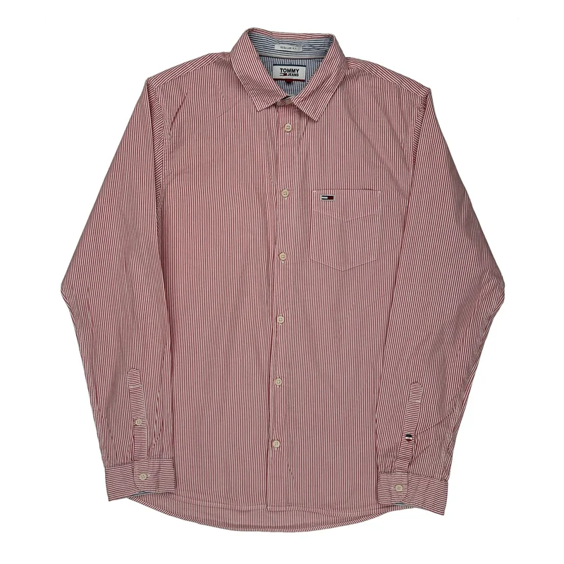 Tommy Jeans Striped Shirt - Small Red Cotton