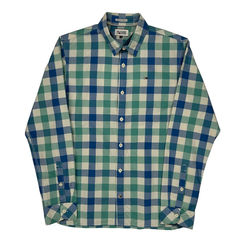 Hilfiger Denim Checked Shirt - Medium Blue Cotton
