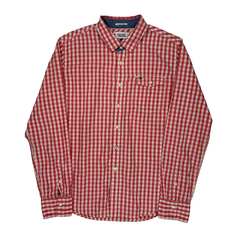 Hilfiger Denim Checked Shirt - Large Red Cotton