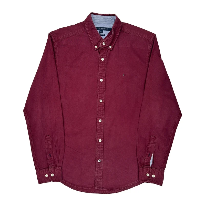 Tommy Hilfiger Shirt - Medium Burgundy Cotton