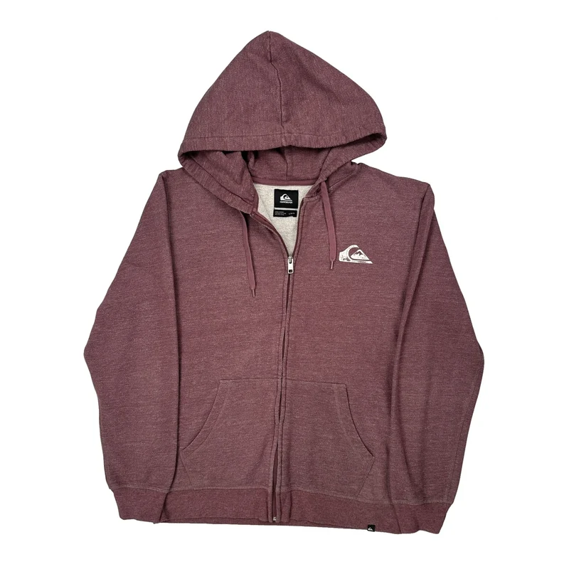Quiksilver Hoodie - Large Burgundy Cotton Blend