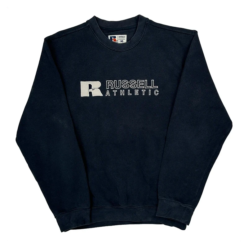 Russell Athletic Spellout Sweatshirt - Medium Black Cotton