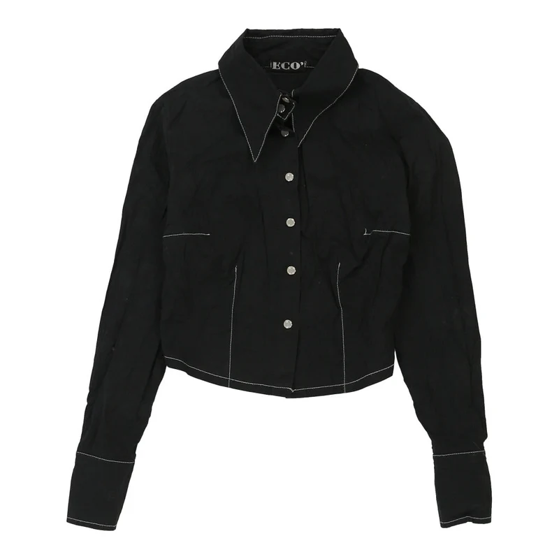 Eco Cropped Shirt - Small Black Cotton