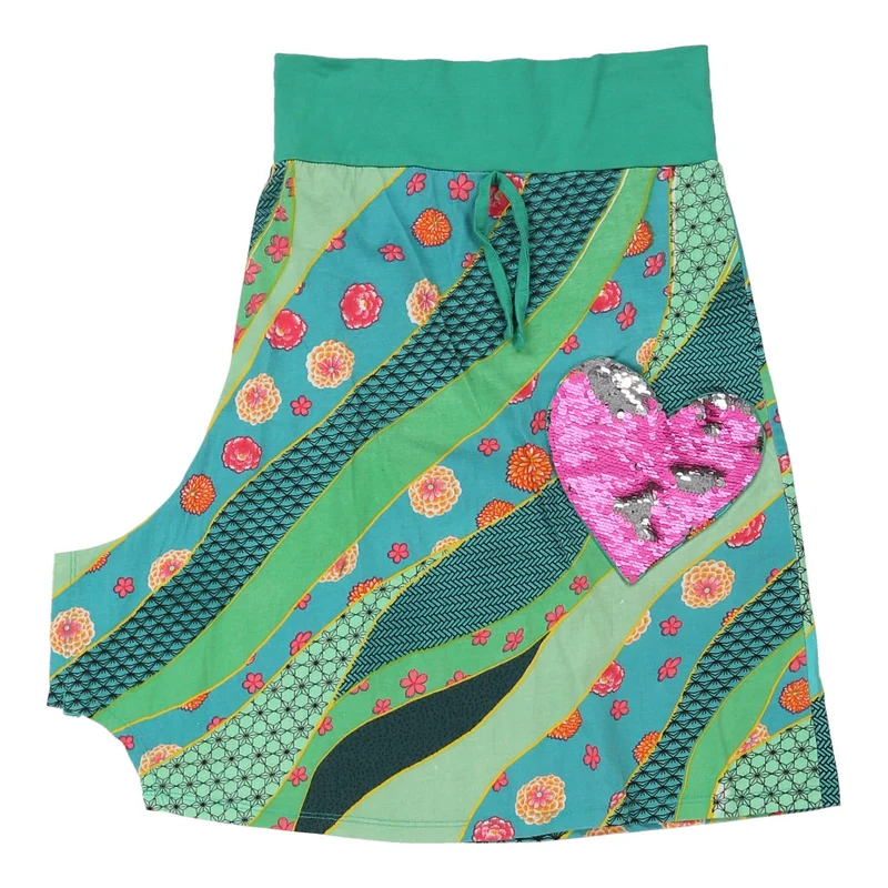 Age 13-14 Desigual Skirt - Large Green Cotton