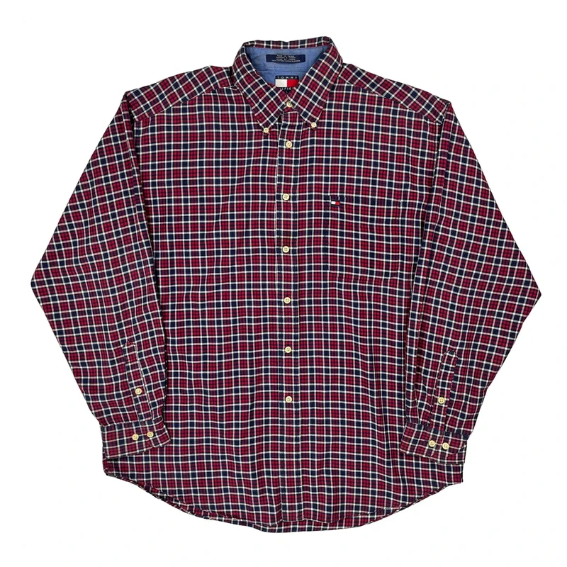 Tommy Hilfiger Checked Shirt - Large Red Cotton