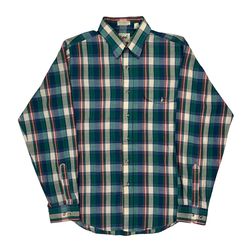 Lee Checked Shirt - Large Green Polyester Blend