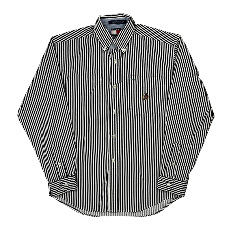 Tommy Hilfiger Striped Shirt - Medium Black & White Cotton