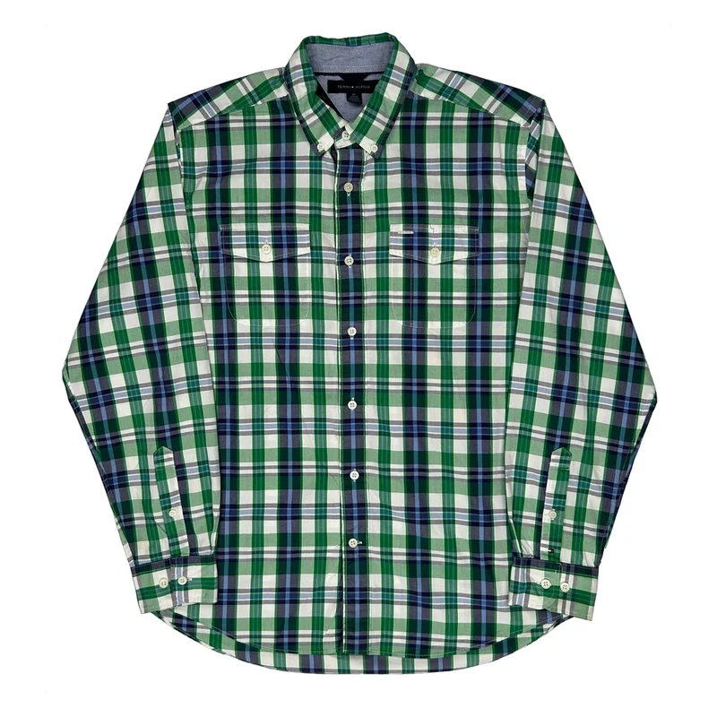 Tommy Hilfiger Checked Shirt - Medium Green Cotton